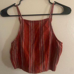 Burgundy Striped Crop Top Tank